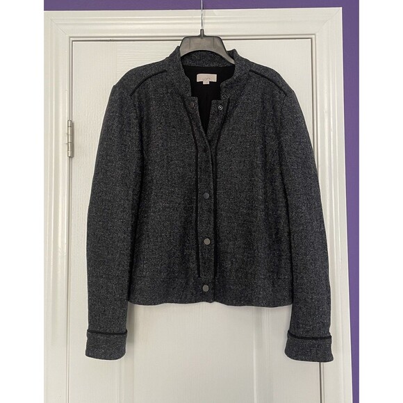 Ann Taylor Loft Jackets & Blazers - ANN TAYLOR Loft Wool Blend Tweed Knit Bomber Jacket Coat Women's Size 14 *GREAT*
